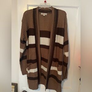Brown Striped Cardigan